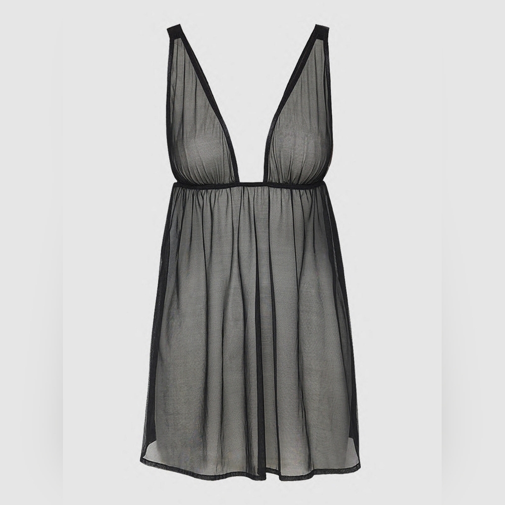 Frederick’s of Hollywood Alanza Mesh Babydoll Unlined Soft Cup Black NWT - Picture 6 of 10